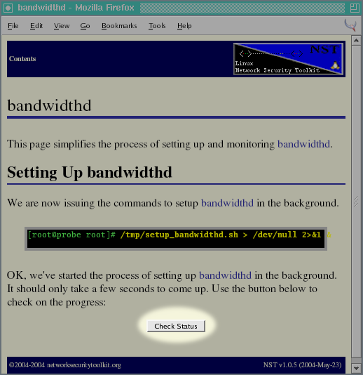Checking bandwidthd daemon